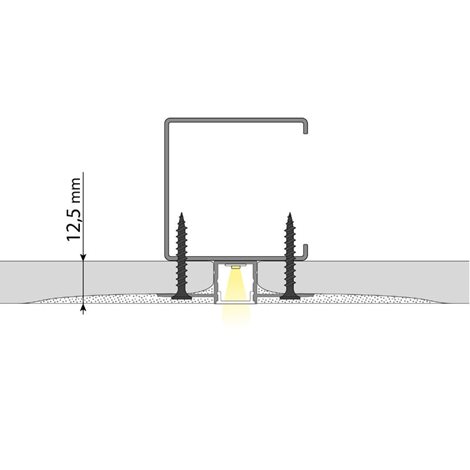 ML-761.028.74.1 Hliníkový profil pro sádrokarton AU 55x15mm, včetně mléčného difuzoru 1m 13