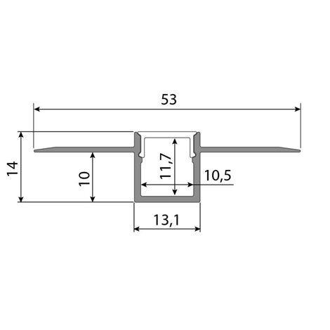 ML-761.036.43.3 Vestavný hliníkový profil AG pro sádrokarton, 53x14mm, vč. mléčného difuzoru, 3m 3