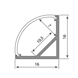 ML-761.041.74.2 Rohový hliníkový profil RS2 16x16mm včetně mléčného difuzoru 2m