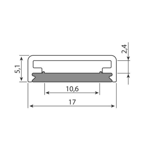 ML-761.045.74.2 Přisazený hliníkový profil PBA, 17x5mm, včetně mléčného difuzoru, 2m 5