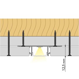 ML-761.046.74.1 Hliníkový profil pro sádrokarton AX, 62x14mm, včetně mléčného difuzoru, 1m