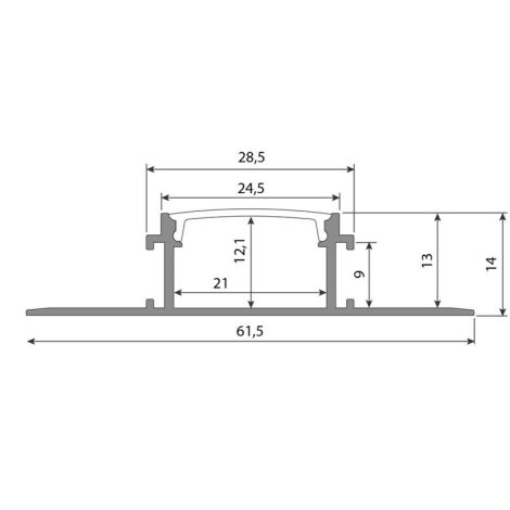ML-761.046.74.1 Hliníkový profil pro sádrokarton AX, 62x14mm, včetně mléčného difuzoru, 1m 9