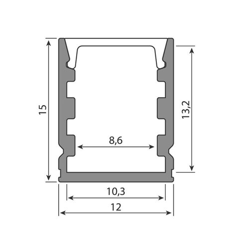 ML-761.047.74.2 Přisazený hliníkový profil PHA, 12x15mm, včetně mléčného difuzoru, 2m 6