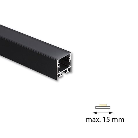 ML-761.050.74.2 Přisazený hliníkový profil PCA černý , 25x25mm, včetně černého difuzoru, 2m 5