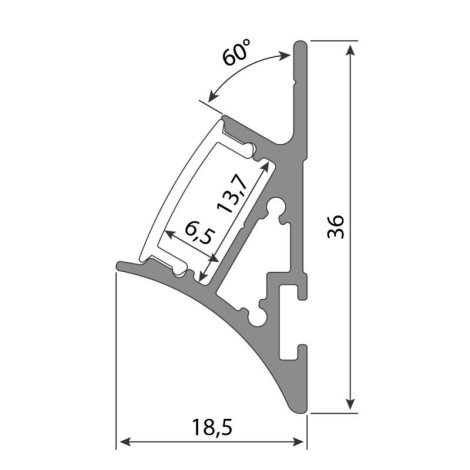 ML-761.054.43.2 Nástěnný hliníkový profil NK, 36x19mm, včetně mléčného difuzoru, 2m 14