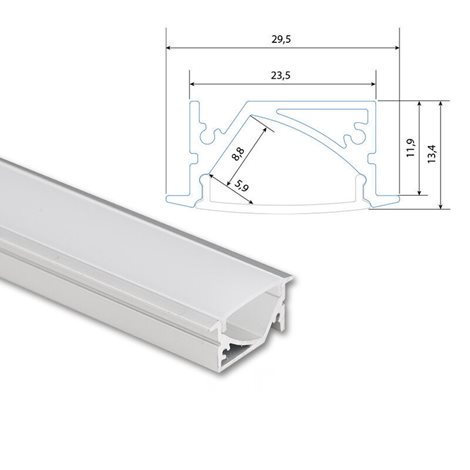 ML-761.056.43.2 Vestavný hliníkový profil VA 30x14mm, včetně mléčného difuzoru, 2m 8