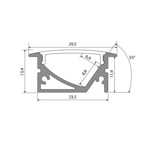 ML-761.056.43.2 Vestavný hliníkový profil VA 30x14mm, včetně mléčného difuzoru, 2m 5
