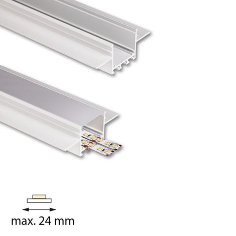 ML-761.059.43.2 Vestavný hliníkový profil AO pro sádrokarton, 79x32mm, včetně mléčného difuzoru, 2m 16