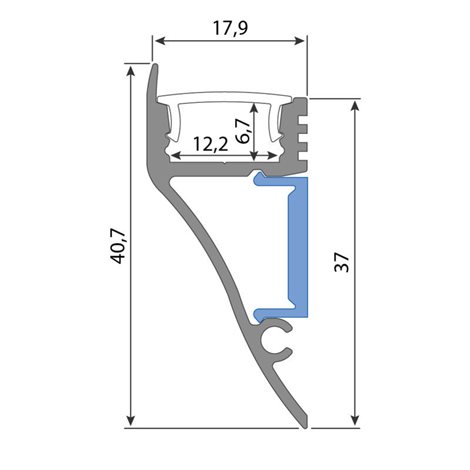 ML-761.063.02.2 Nástěnný hliníkový profil NT, 18x41 mm, včetně matného difuzoru, 2 m 2
