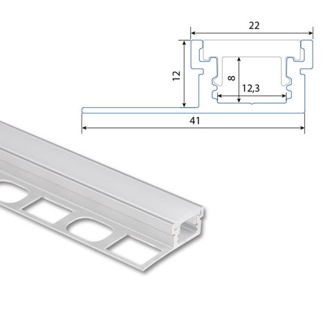 ML-761.063.43.1 Hliníkový profil DA pro obklady a dlažbu 41x13mm, včetně mléčného difuzoru, 1m 2