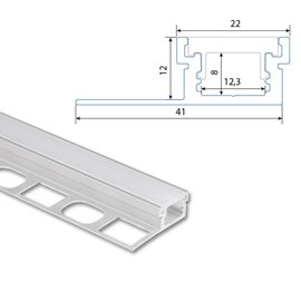 ML-761.063.43.1 Hliníkový profil DA pro obklady a dlažbu 41x13mm, včetně mléčného difuzoru, 1m