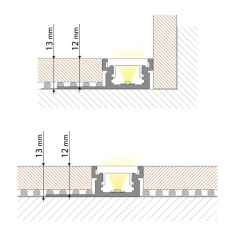 ML-761.063.43.1 Hliníkový profil DA pro obklady a dlažbu 41x13mm, včetně mléčného difuzoru, 1m 3