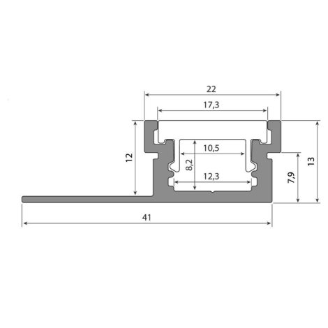 ML-761.063.43.2 Hliníkový profil DA pro obklady a dlažbu 41x13mm, včetně mléčného difuzoru, 2m 9