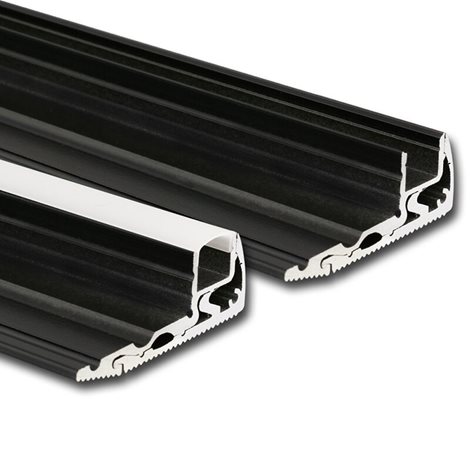 ML-761.074.02.2 Nášlapný hliníkový profil BL, 59x22 mm, černá barva, včetně mléčného difuzoru, 2 m 7