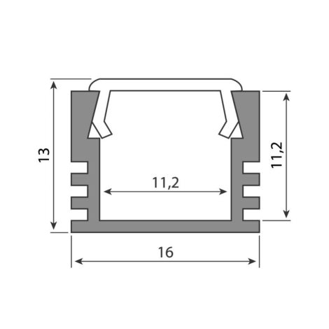 ML-761.112.02.2 Přisazený hliníkový profil PP, 16x13 mm, bez difuzoru, 2 m 7