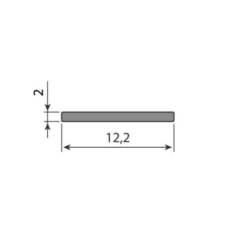 ML-761.117.07.1 Přisazený plochý hliníkový profil PJ, 12x2mm, bez difuzoru, 1m 2