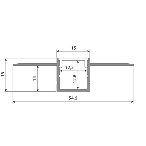 ML-761.128.74.2 Hliníkový profil pro sádrokarton AU 55x15mm bez difuzoru 2m 7