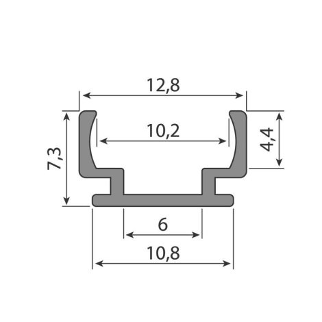 ML-761.143.74.2 Přisazený hliníkový profil PLA 13x8mm bez difuzoru 2m 11