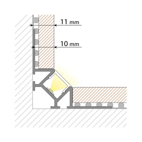 ML-761.144.43.2 Hliníkový profil pro obklady a dlažbu DR, 56x22mm, bez difuzoru, 2 m 5
