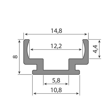 ML-761.144.74.2 Přisazený hliníkový profil PLB 15x8mm bez difuzoru 2m 7