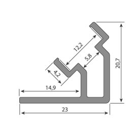 ML-761.151.74.2 Rohový hliníkový profil REB 23x21mm bez difuzoru 2m