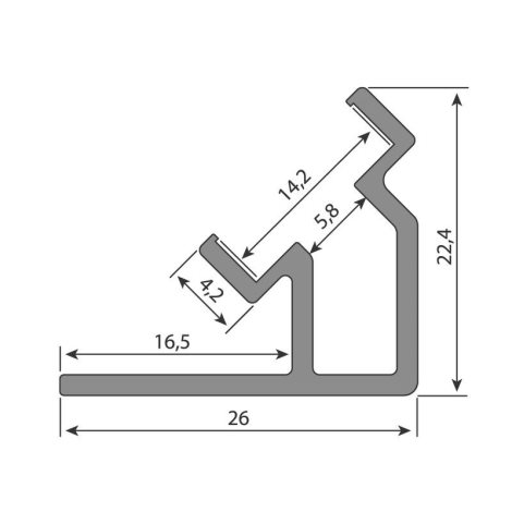 ML-761.153.74.2 Rohový hliníkový profil REC 26x23mm bez difuzoru 2m 8