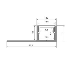 ML-761.178.43.2 Hliníkový profil pro obklady a dlažbu černý DP, 33x11mm, bez difuzoru, 2m