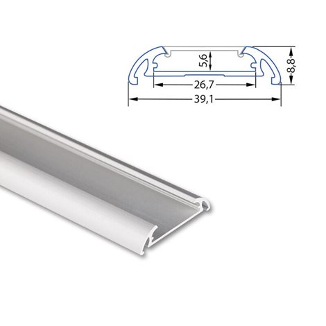 ML-761.304.86.2 Přisazený hliníkový profil PXA 40x9mm včetně mléčného difuzoru 2m 7
