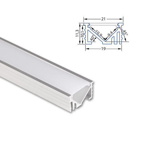 ML-761.306.86.2 Vestavný hliníkový profil VK 21x11mm včetně mléčného difuzoru 2m 6