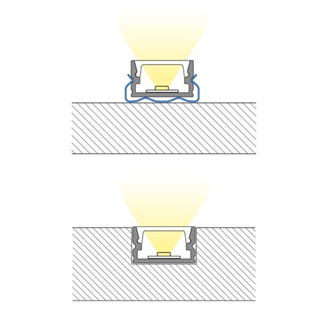 ML-761.315.74.1 Přisazený hliníkový profil PM černý 12x7mm, včetně černého difuzoru, 1m 11