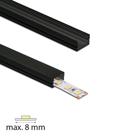 ML-761.315.74.2 Přisazený hliníkový profil PM černý 12x7mm, včetně černého difuzoru, 2m 13