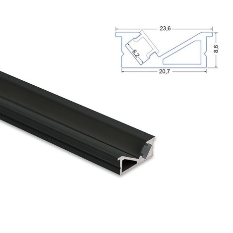 ML-761.319.74.1 Vestavný hliníkový profil VE černý 24x10mm, včetně černého difuzoru, 1m 5