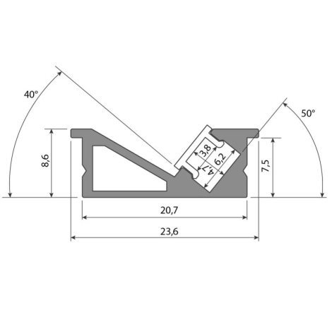 ML-761.319.74.1 Vestavný hliníkový profil VE černý 24x10mm, včetně černého difuzoru, 1m 3