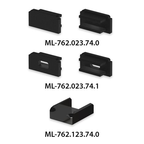 ML-761.322.74.1 Přisazený hliníkový profil  černý PG2 16x8mm včetně mléčného difuzoru 1m 2