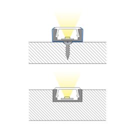 ML-761.322.74.2 Přisazený hliníkový profil  černý PG2 16x8mm včetně mléčného difuzoru 2m