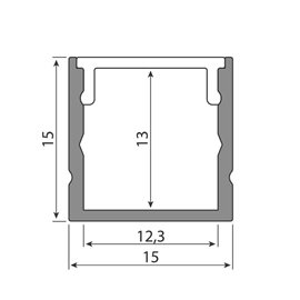 ML-761.326.74.1 Přisazený hliníkový profil černý  PY 15x15mm, včetně mléčného difuzoru 1m