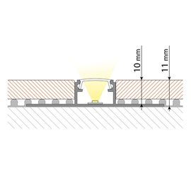 ML-761.332.05.2 Hliníkový profil pro obklady a dlažbu DG 57x11 mm včetně mléčného difuzoru 2 m
