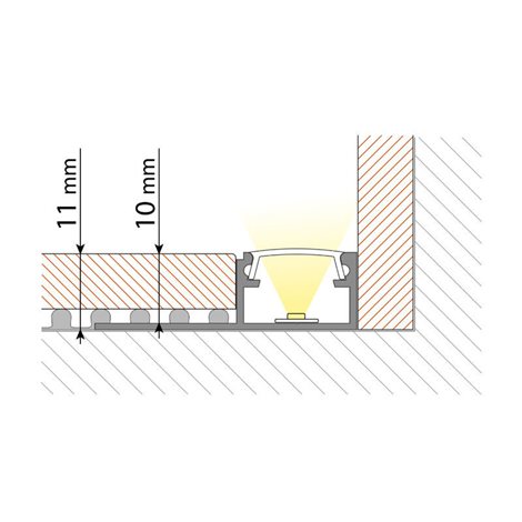 ML-761.333.05.1 Hliníkový profil pro obklady a dlažbu DH 37x11 mm včetně mléčného difuzoru 1 m 9