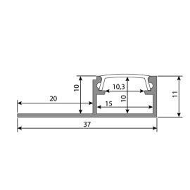 ML-761.333.05.2 Hliníkový profil pro obklady a dlažbu DH 37x11 mm včetně mléčného difuzoru 2 m