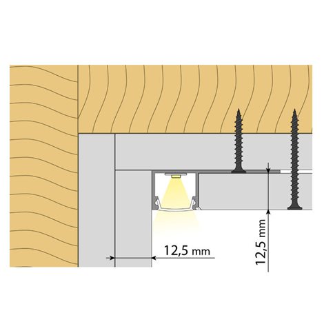ML-761.335.05.2 Hliníkový profil pro sádrokartony AW 47x15 mm včetně mléčného difuzoru 2 m 11