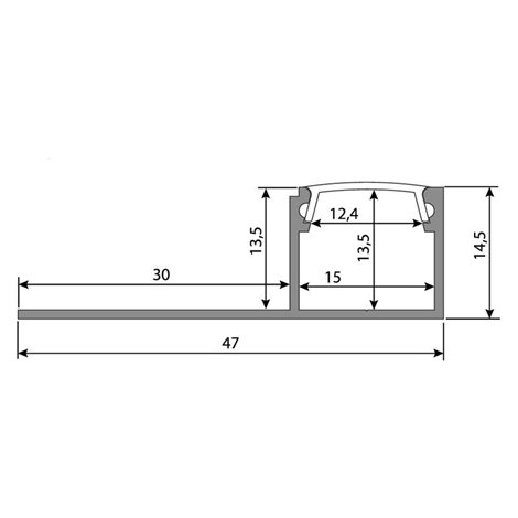 ML-761.335.05.2 Hliníkový profil pro sádrokartony AW 47x15 mm včetně mléčného difuzoru 2 m 4