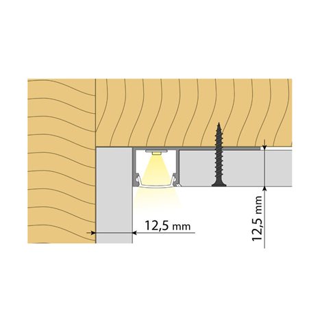 ML-761.335.05.3 Hliníkový profil pro sádrokartony AW 47x15 mm včetně mléčného difuzoru 3 m 1