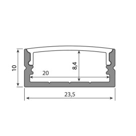 ML-761.352.43.1 Přisazený hliníkový profil černý PF, 24x10 mm, včetně mléčného difuzoru, 1 m