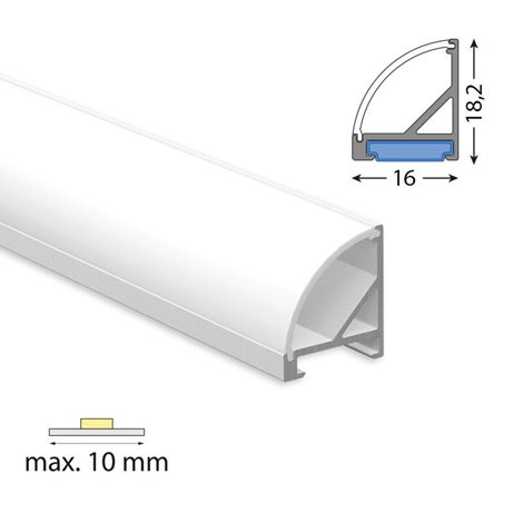 ML-761.367.07.2 Rohový hliníkový profil RC 18x16 mm včetně mléčného difuzoru 2 m 5