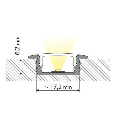 ML-761.375.43.1 Vestavný hliníkový profil VP, 23x8 mm černý včetně černého difuzoru, 1 m 3