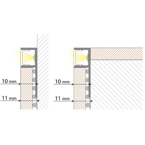 ML-761.377.43.2 Hliníkový profil pro obklady a dlažbu černý DP 33x11mm včetně mléčného difuzoru 2m 2