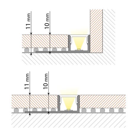 ML-761.377.43.2 Hliníkový profil pro obklady a dlažbu černý DP 33x11mm včetně mléčného difuzoru 2m 3