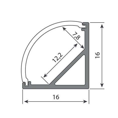 ML-761.393.43.3 Rohový hliníkový profil černý RF 16x16mm včetně mléčného difuzoru 3 m 4