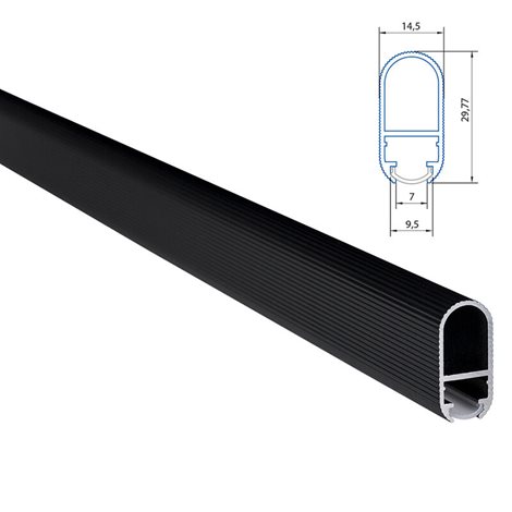 ML-761.402.02.2 Ramínkový hliníkový profil ZE, 15x30mm, černá barva, bez difuzoru, 2m 2