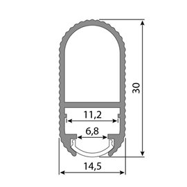 ML-761.402.02.2 Ramínkový hliníkový profil ZE, 15x30mm, černá barva, bez difuzoru, 2m